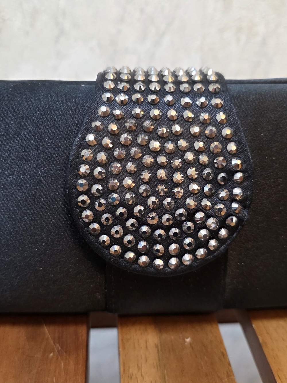 Black Studded Evening Clutch Wallet - Sparkling Accent